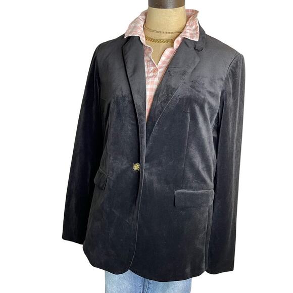 Adrienne Vittadini Black Velvet Blazer Jacket M - Picture 1 of 11